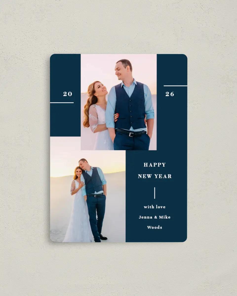This is a 4" x 5½" Christmas Card called Fine Line printed in full color with a Luxe Satin finish