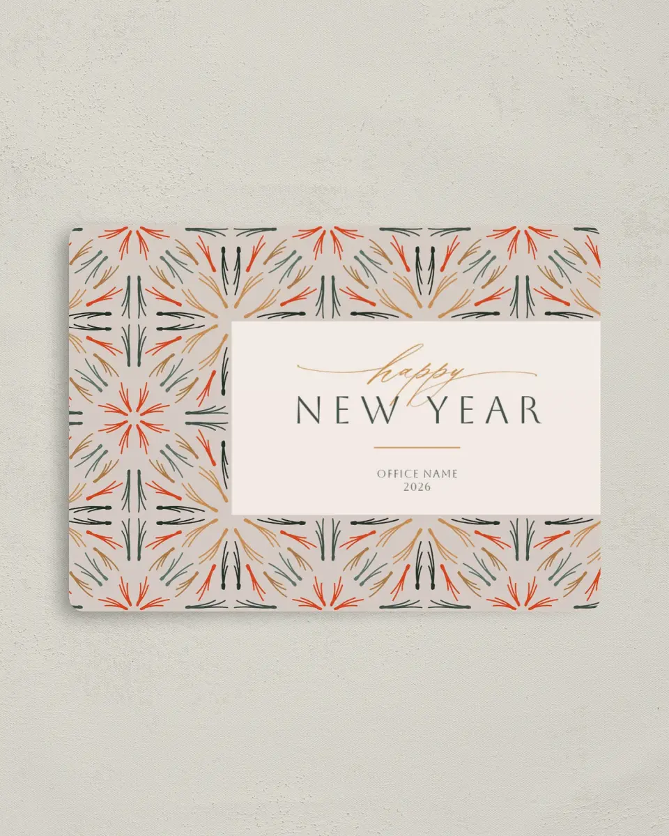This is a 4" x 5½" Christmas Card called Festive Year printed in full color with a Luxe Satin finish