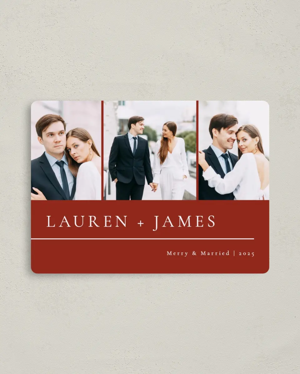 This is a 4" x 5½" Christmas Card called Expanded Names printed in full color with a Luxe Satin finish