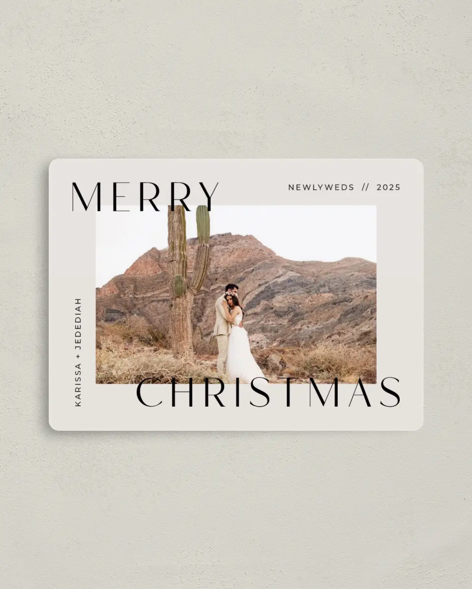 This is a 4" x 5½" Christmas Card called To the Border printed in full color with a Luxe Satin finish