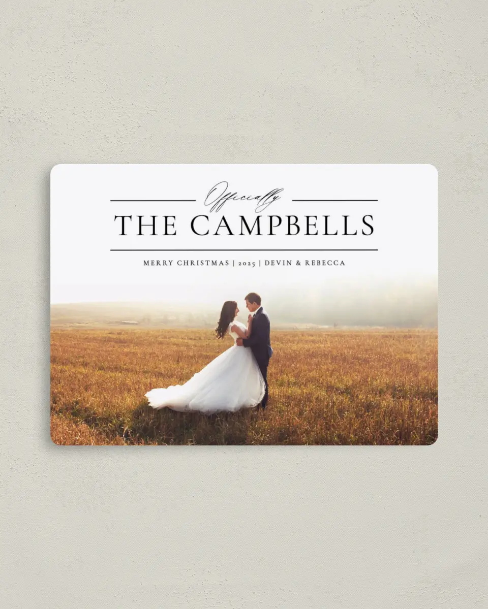 This is a 4" x 5½" Christmas Card called Officially printed in full color with a Luxe Satin finish