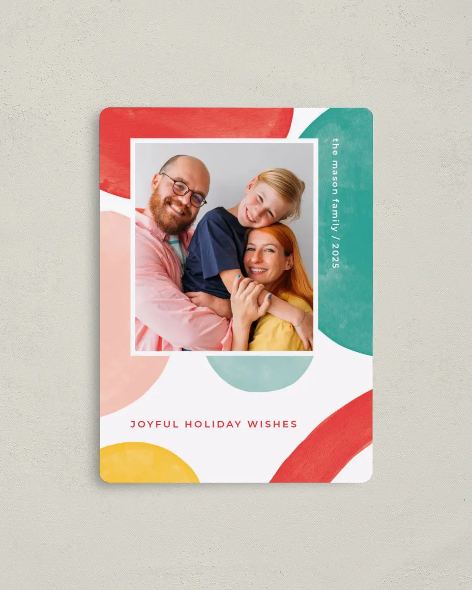 This is a 4" x 5½" Christmas Card called Bright & Jolly printed in full color with a Luxe Satin finish