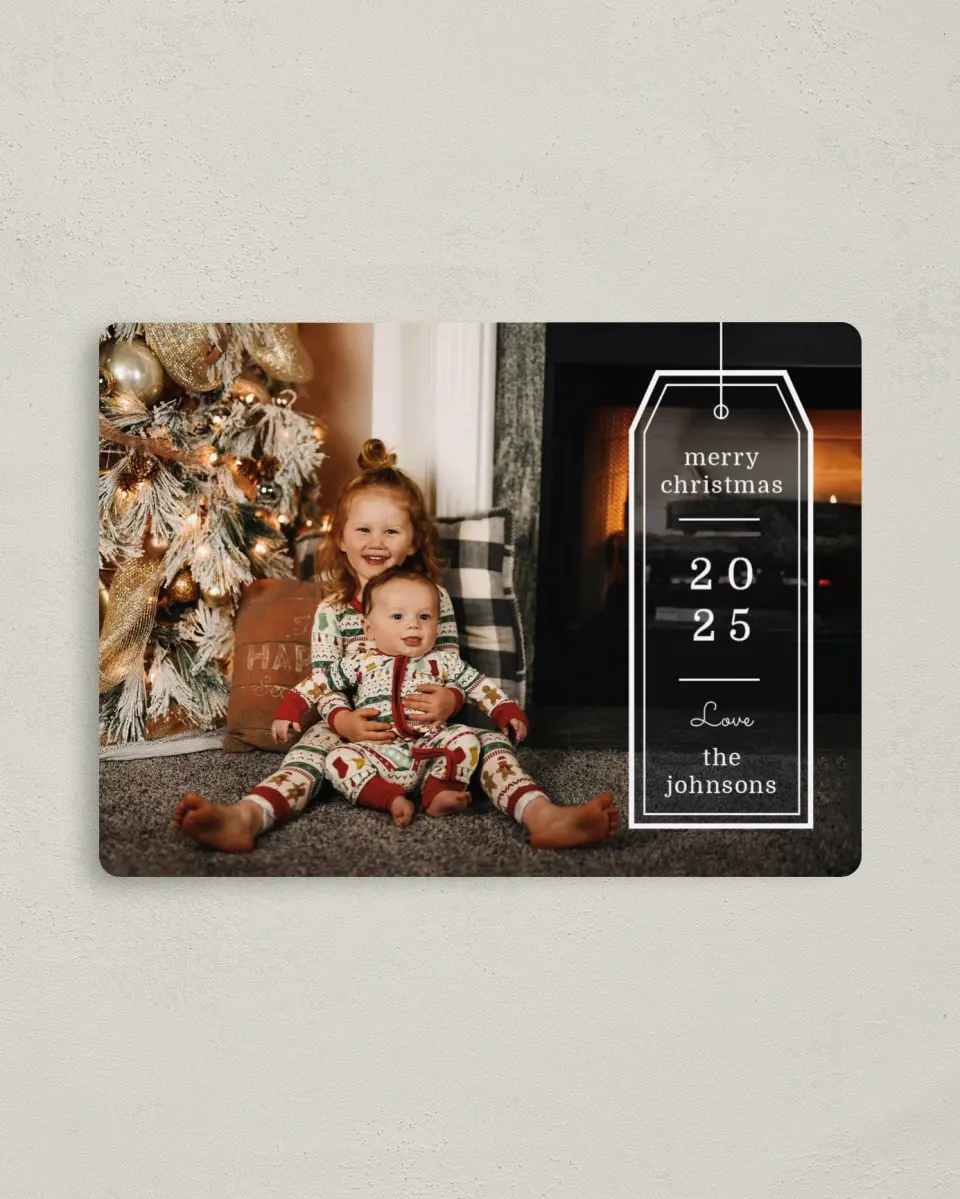 This is a 4" x 5½" Christmas Card called Joyful Gift printed in full color with a Luxe Satin finish