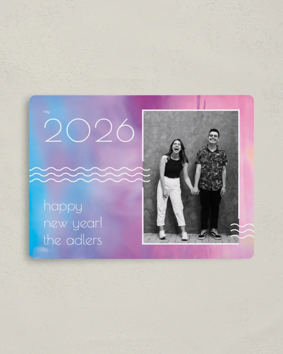 This is a 4" x 5½" Christmas Card called Modern Wave printed in full color with a Luxe Satin finish