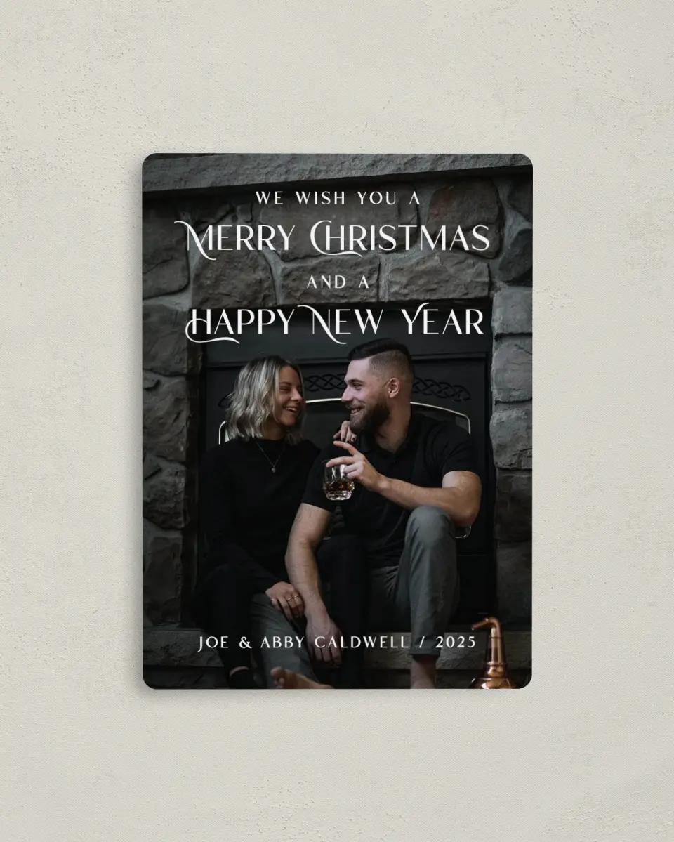 This is a 4" x 5½" Christmas Card called Christmas Celebration printed in full color with Gold foil and a Luxe Satin finish