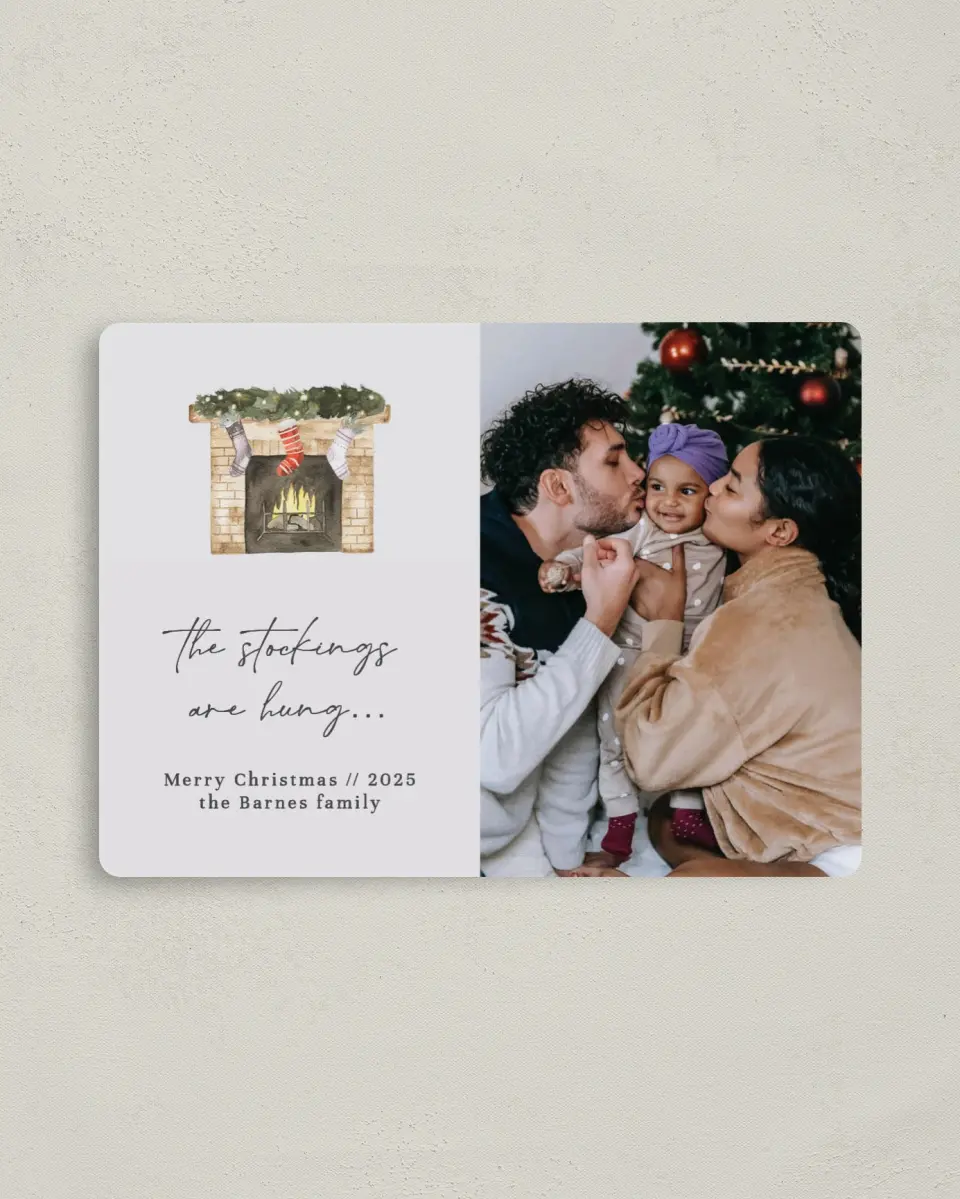 This is a 4" x 5½" Christmas Card called High Hopes printed in full color with a Luxe Satin finish