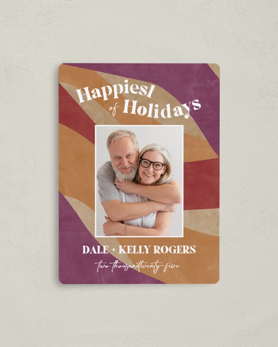 This is a 4" x 5½" Christmas Card called Cheerful Contour printed in full color with a Luxe Satin finish