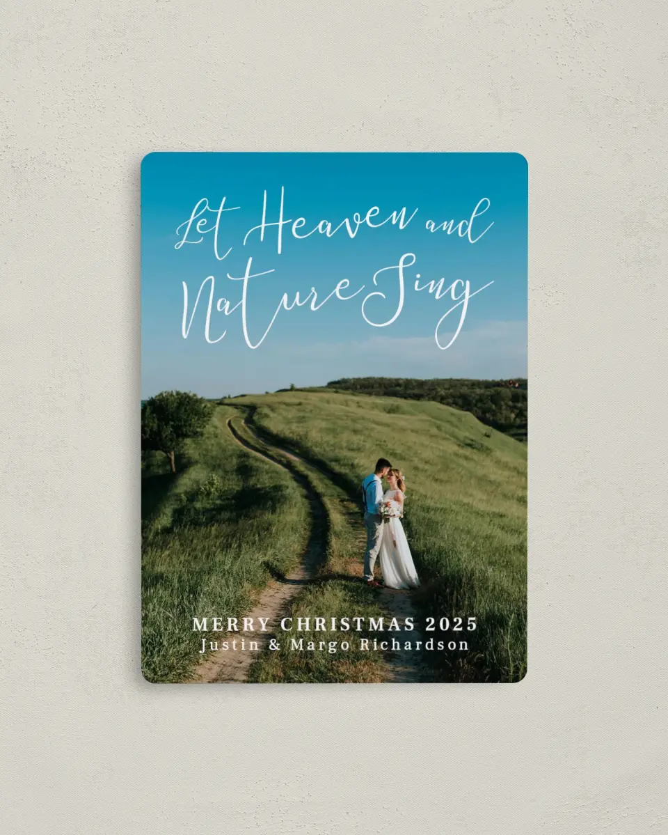 This is a 4" x 5½" Christmas Card called Song of Glory printed in full color with a Luxe Satin finish