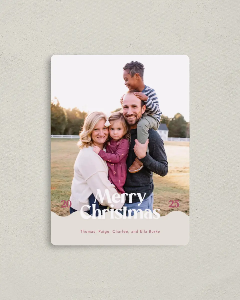 This is a 4" x 5½" Christmas Card called Wonderful Waves printed in full color with a Luxe Satin finish