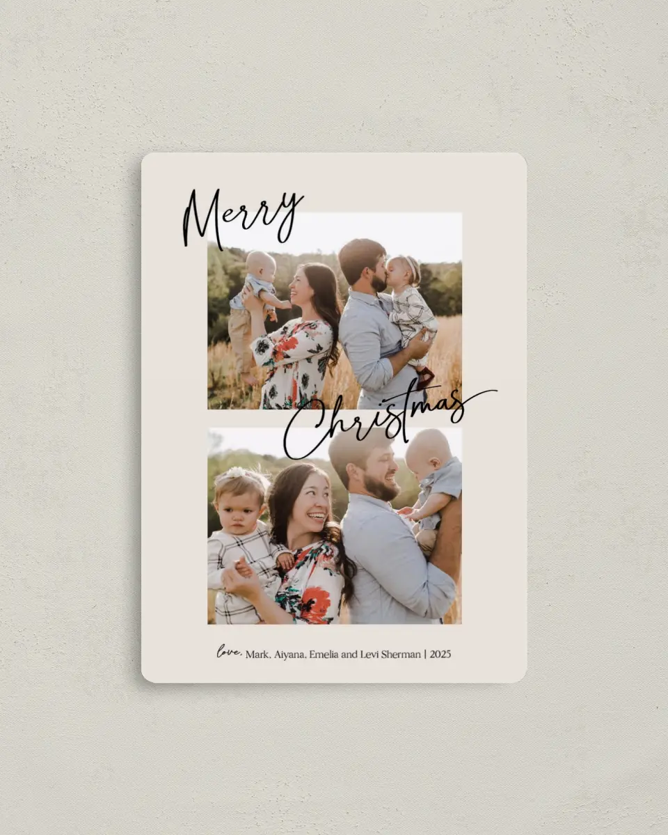 This is a 4" x 5½" Christmas Card called Good Tidings printed in full color with a Luxe Satin finish