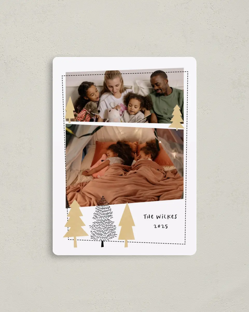 This is a 4" x 5½" Christmas Card called Sweet Forest printed in full color with a Luxe Satin finish