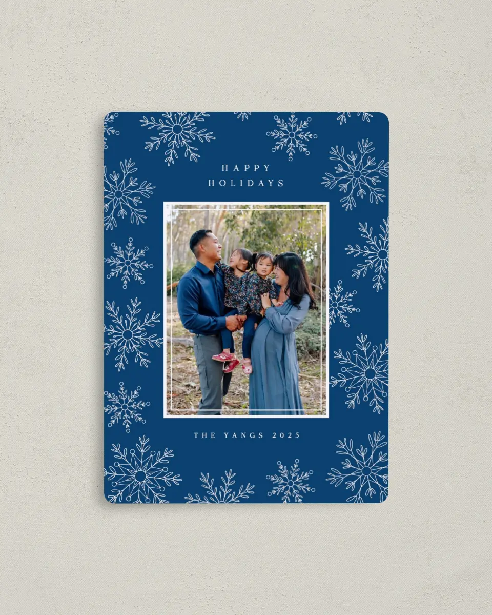 This is a 4" x 5½" Christmas Card called Elegant Snowfall printed in full color with a Luxe Satin finish