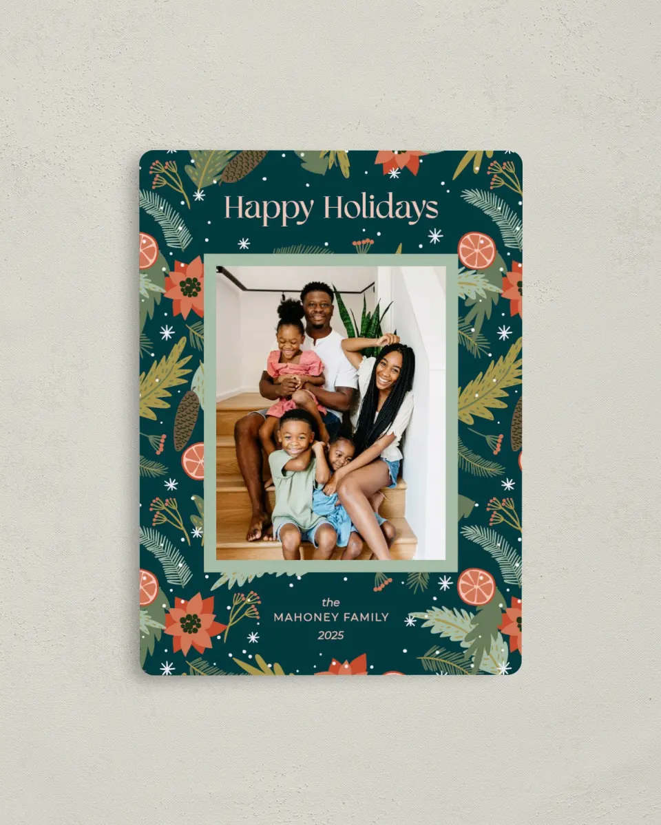 This is a 4" x 5½" Christmas Card called Darling Delight printed in full color with a Luxe Satin finish