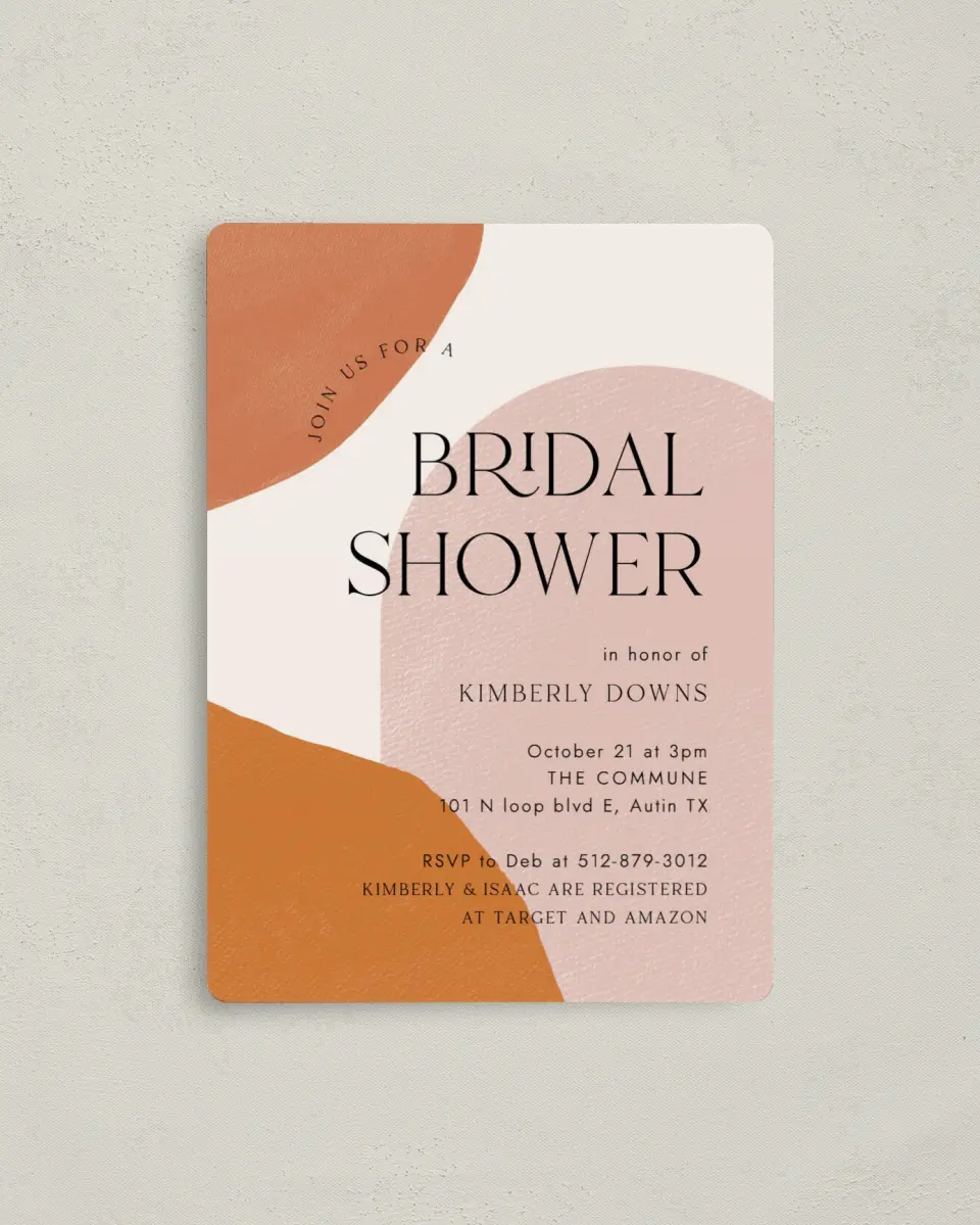 This is a 4" x 5½" Bridal Shower Invitation Magnet called Shower Shapes printed in full color with a Luxe Satin finish
