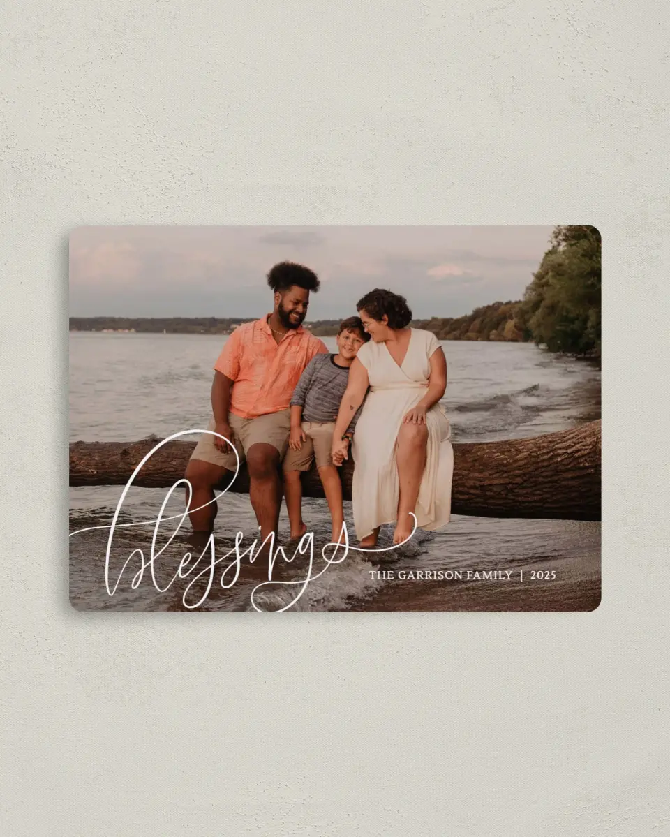 This is a 4" x 5½" Christmas Card called Blessings Abound printed in full color with a Luxe Satin finish