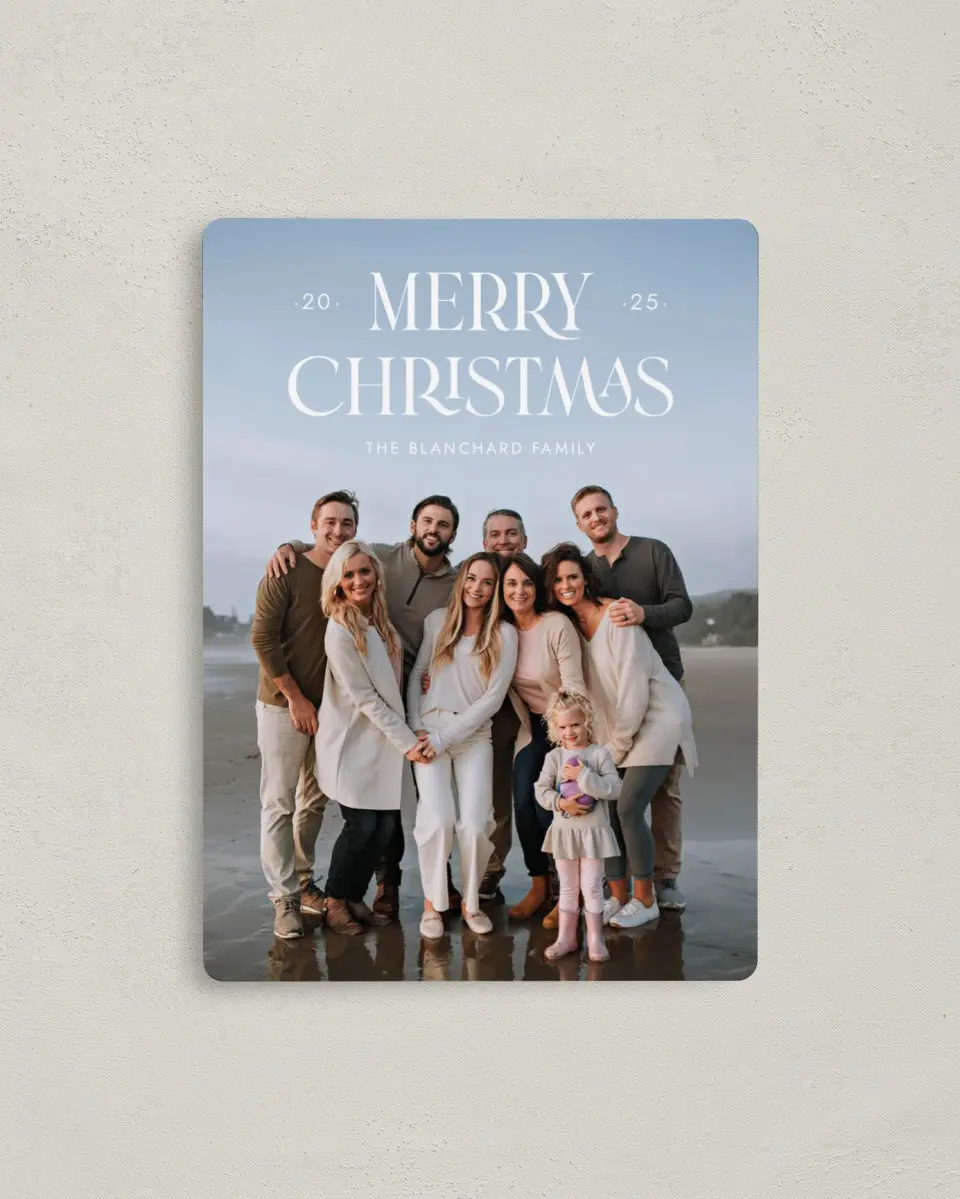 This is a 4" x 5½" Christmas Card called Contemporary Christmas printed in full color with a Luxe Satin finish