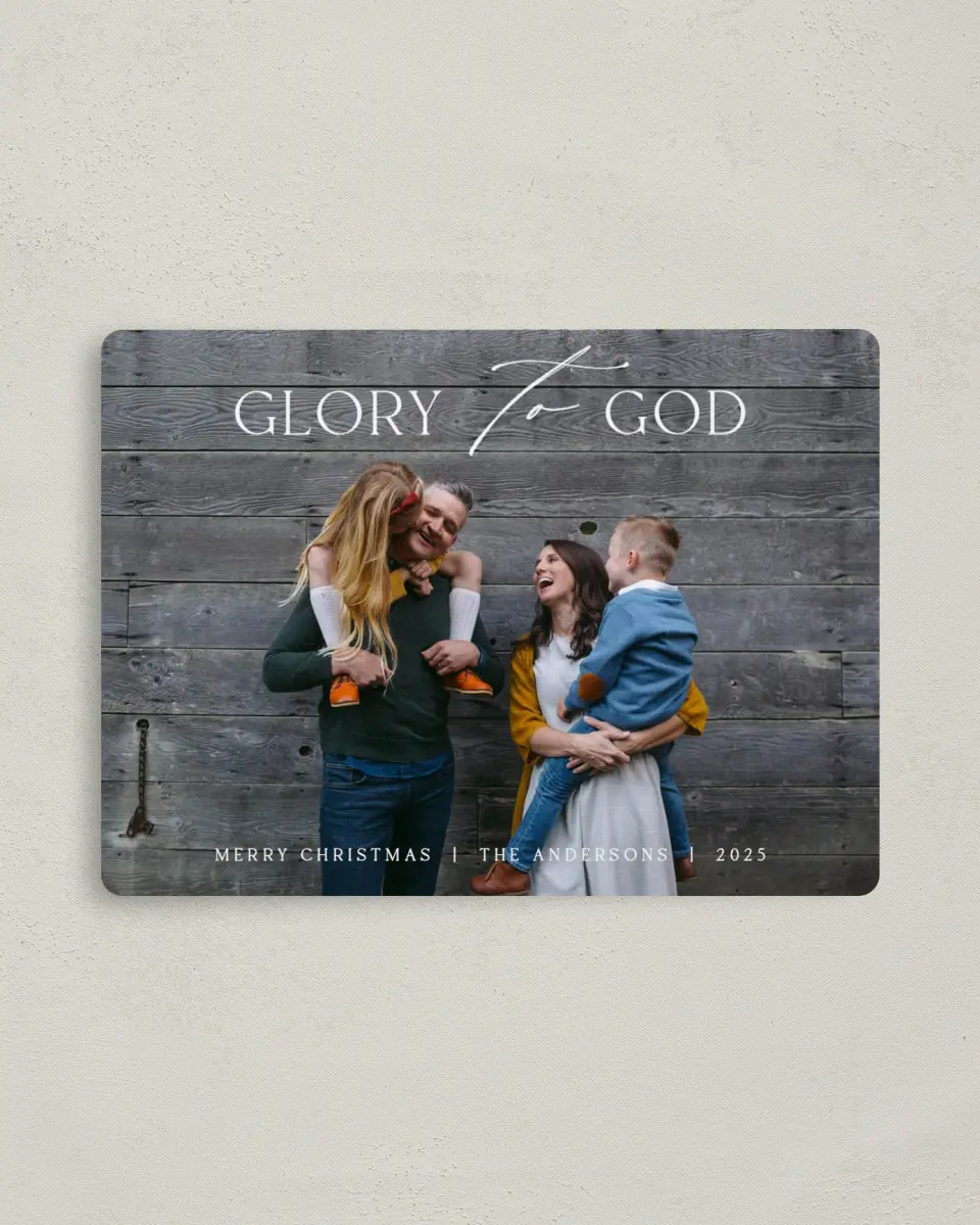This is a 4" x 5½" Christmas Card called Radiant Glory printed in full color with a Luxe Satin finish