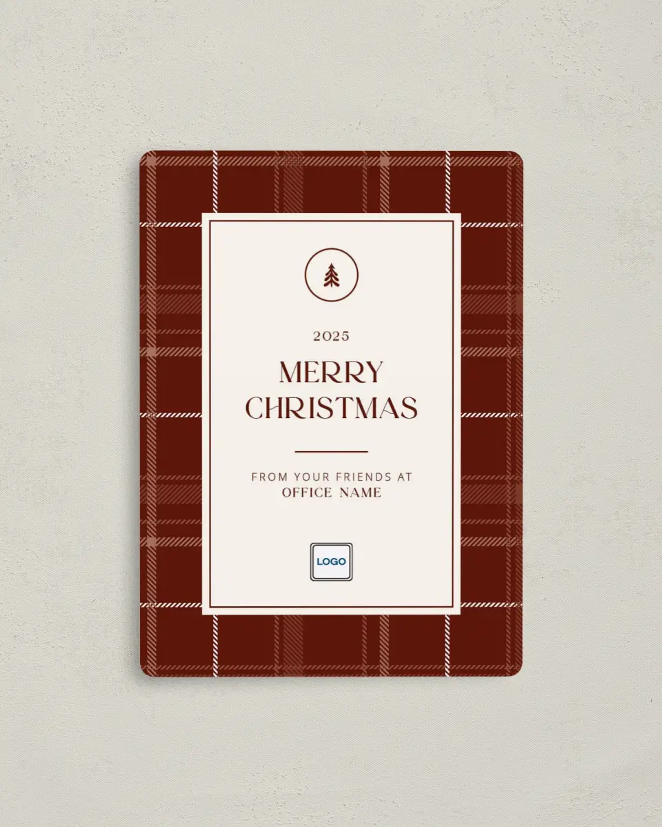 This is a 4" x 5½" Christmas Card called Border Christmas printed in full color with a Luxe Satin finish
