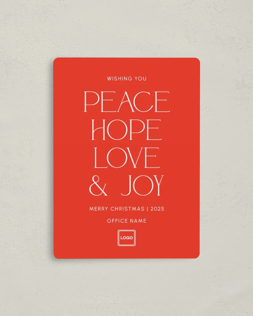 This is a 4" x 5½" Christmas Card called Christmas Truth printed in full color with Rose Gold foil and a Luxe Satin finish