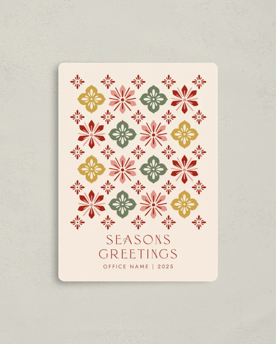 This is a 4" x 5½" Christmas Card called Pattern of Peace printed in full color with a Luxe Satin finish