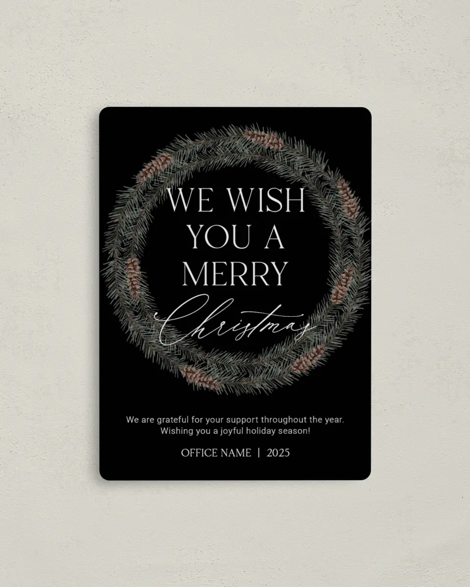 This is a 4" x 5½" Christmas Card called Wishful Christmas printed in full color with a Luxe Satin finish