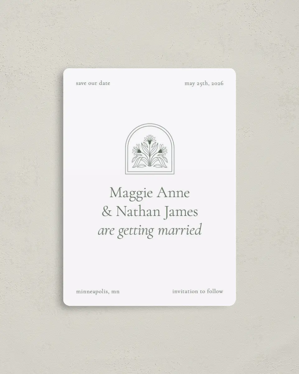 This is a 4" x 5½" Magnetic Christmas Card called Blossoming Love printed in full color with a Luxe Satin finish