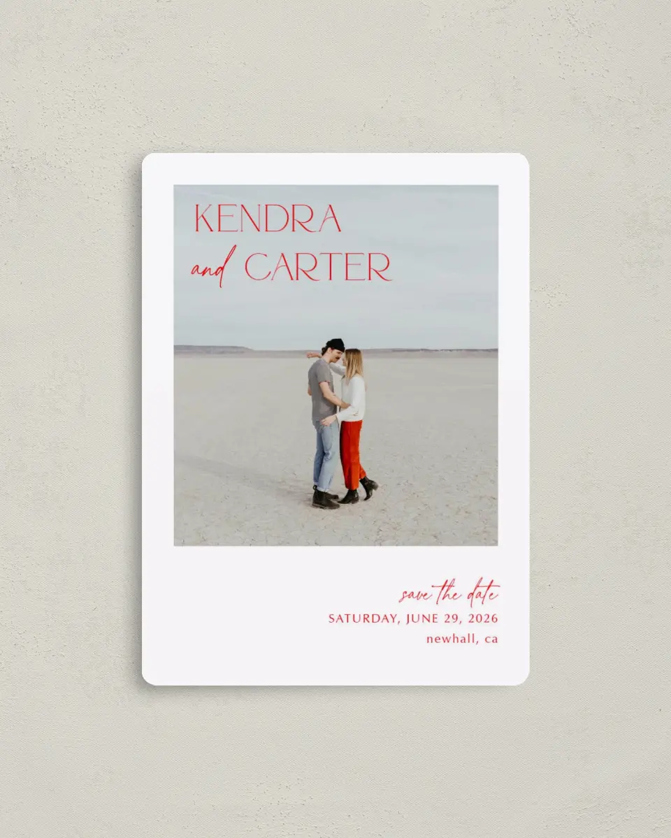 This is a 4" x 5½" Save the Date Magnet called Initial Unity printed in full color with a Luxe Satin finish