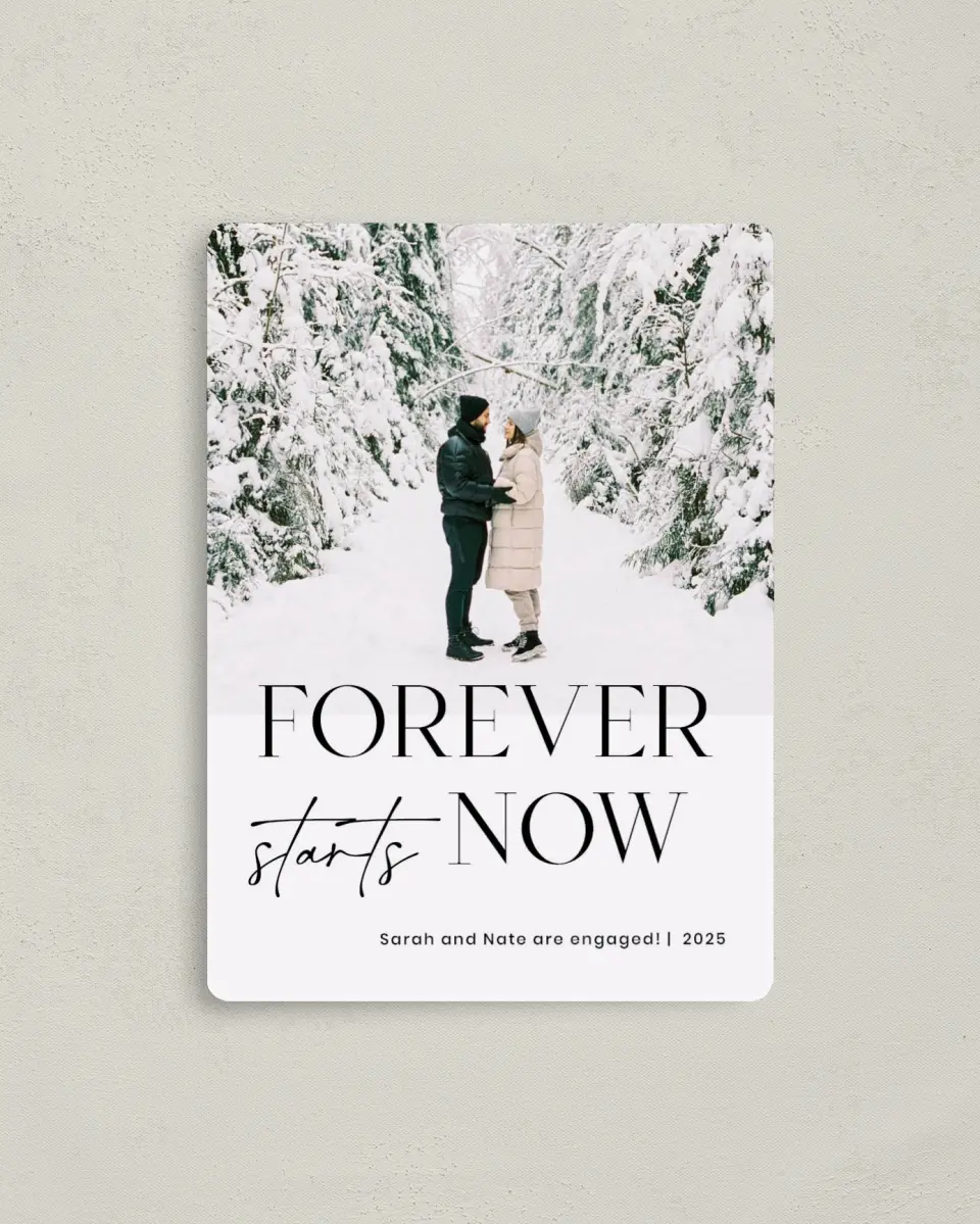 This is a 4" x 5½" Christmas Card called Forever with Joy! printed in full color with a Luxe Satin finish