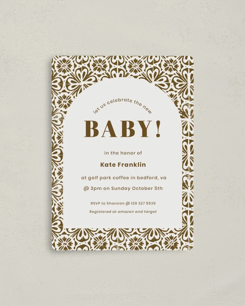 This is a 4" x 5½" Baby Shower Invitation Magnet called Sweet Baby printed in full color with a Luxe Satin finish