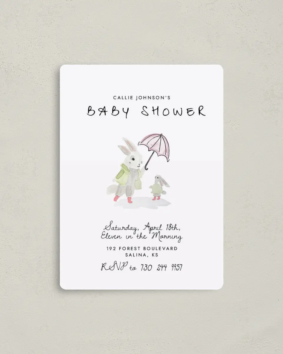 This is a 4" x 5½" Baby Shower Invitation Magnet called Shower Wishes printed in full color with a Luxe Satin finish
