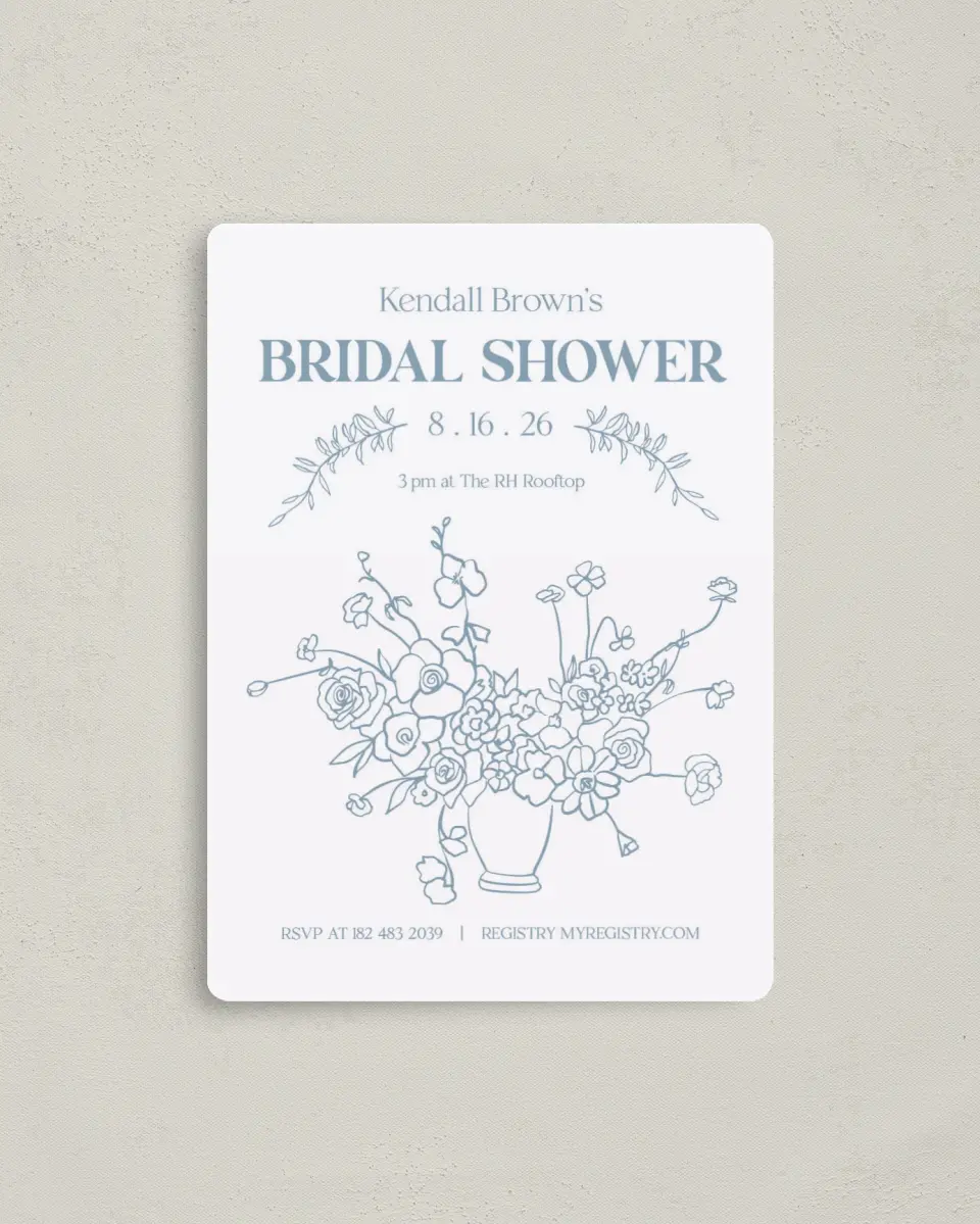 This is a 4" x 5½" Bridal Shower Invitation Magnet called Bring the Blooms printed in full color with a Luxe Satin finish