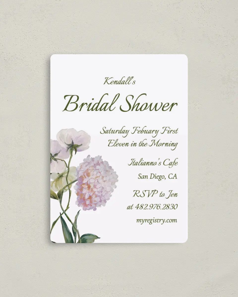 This is a 4" x 5½" Bridal Shower Invitation Magnet called East Coast Bride printed in full color with a Luxe Satin finish
