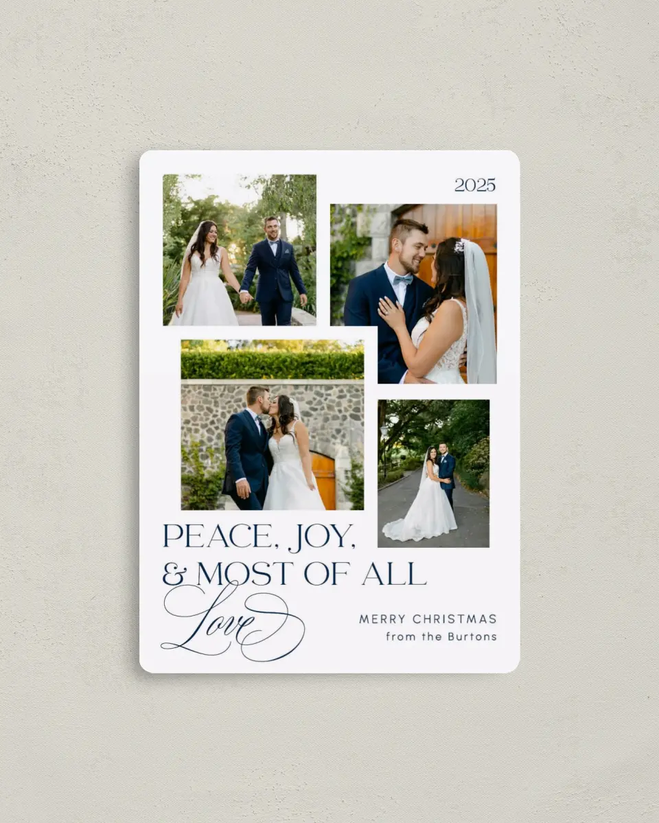This is a 4" x 5½" Christmas Card called Lavish Love printed in full color with a Luxe Satin finish