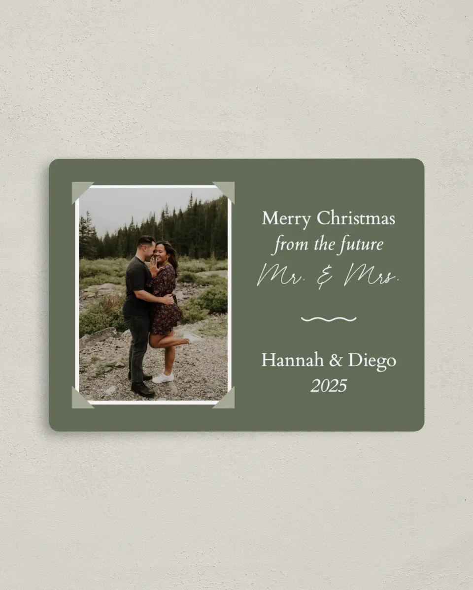 This is a 4" x 5½" Christmas Card called Framed Future printed in full color with a Luxe Satin finish