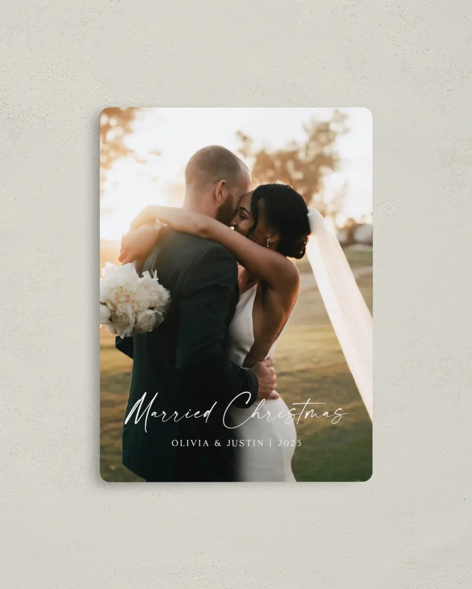 This is a 4" x 5½" Christmas Card called Together for Christmas printed in full color with a Luxe Satin finish