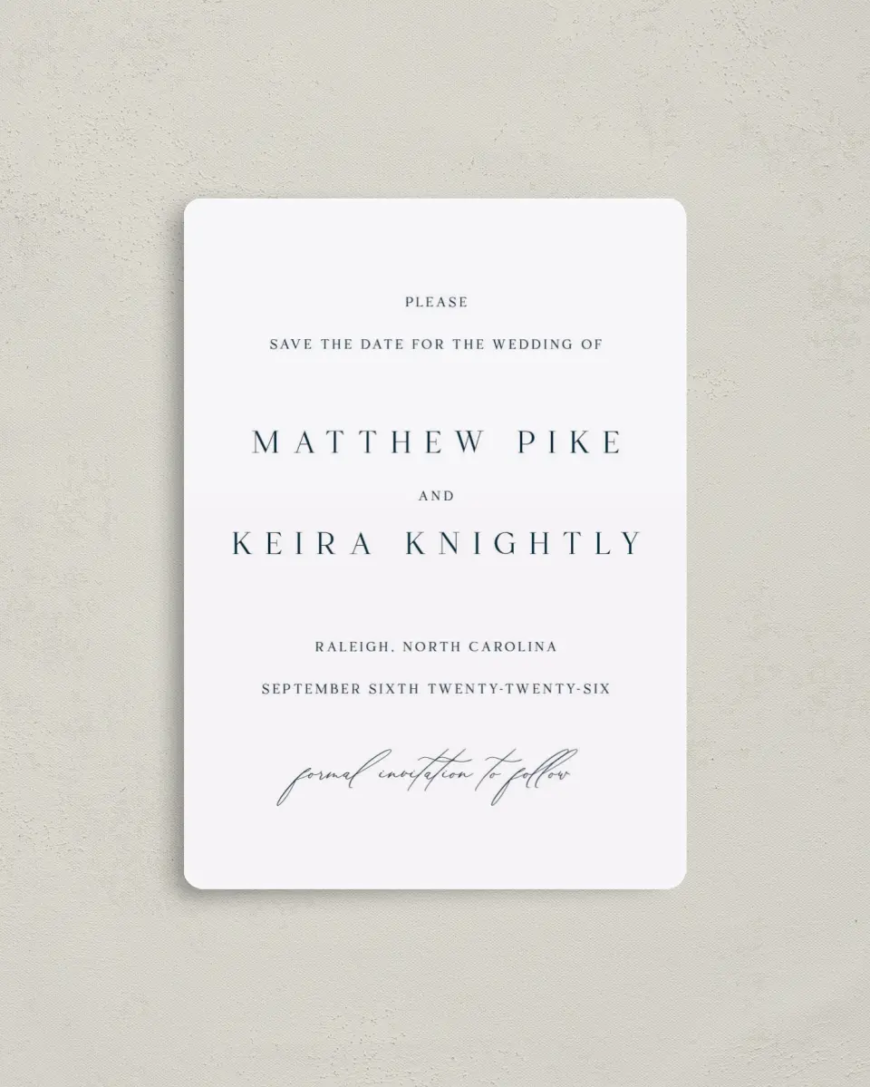 This is a 4" x 5½" Save the Date Magnet called Bridge To Love printed in full color with a Luxe Satin finish