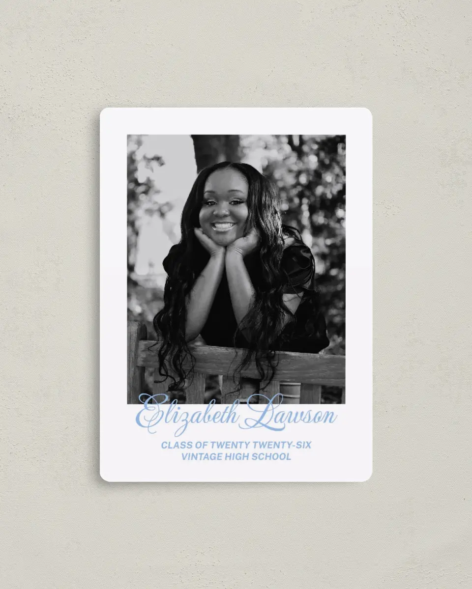 This is a 4" x 5½" Graduation Announcement Magnet called Celebration of Success printed in full color with a Luxe Satin finish