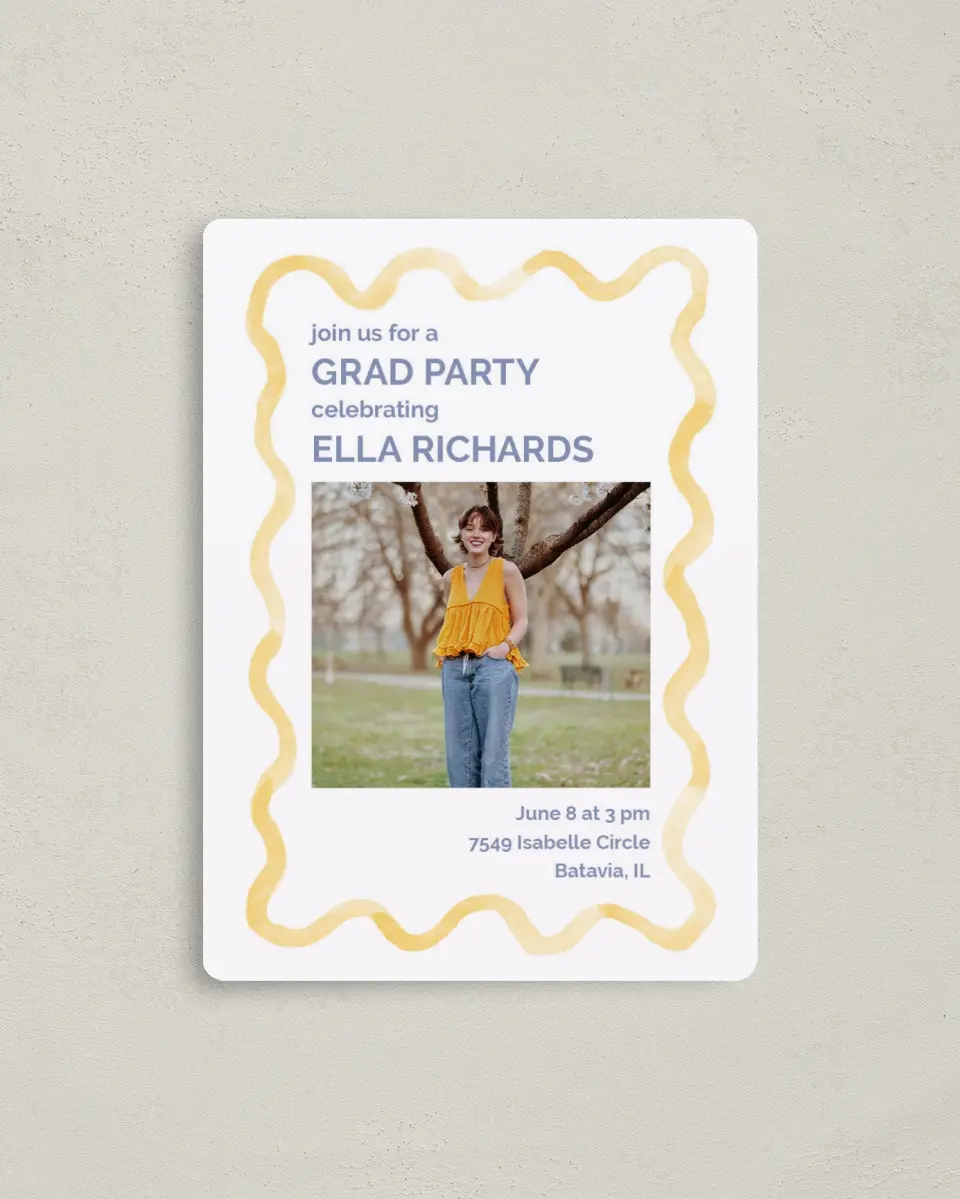 This is a 4" x 5½" Graduation Announcement Magnet called Future is Bright printed in full color with a Luxe Satin finish