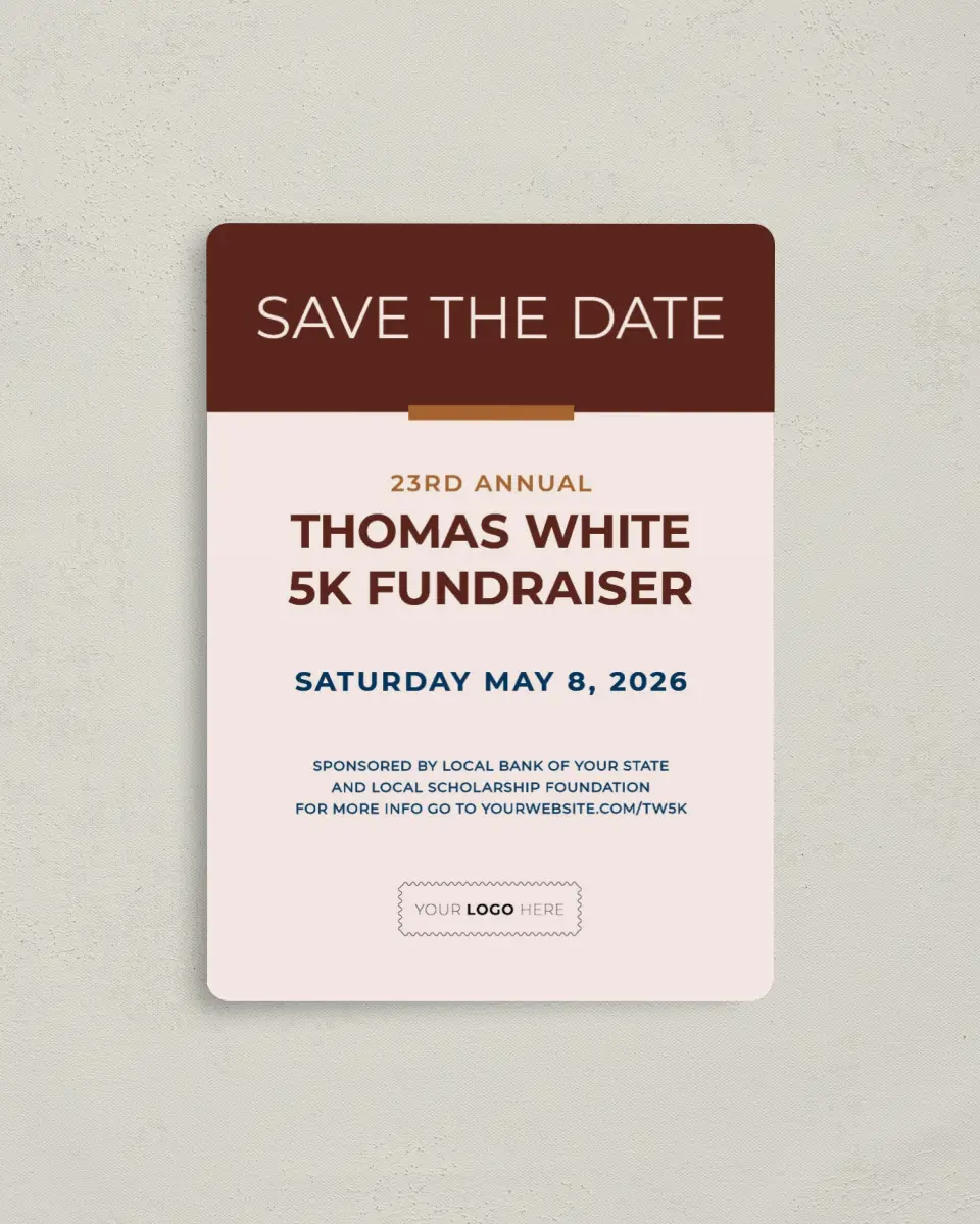 This is a 4" x 5½" Gala Save the Date Magnet called Cultivating Growth printed in full color with a Luxe Satin finish