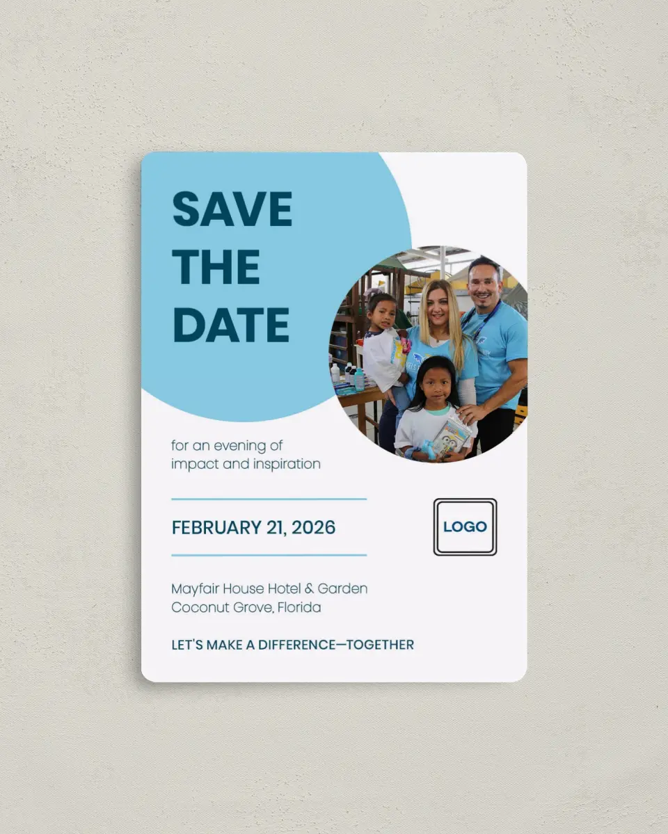 This is a 4" x 5½" Gala Save the Date Magnet called Circular Focus printed in full color with a Luxe Satin finish