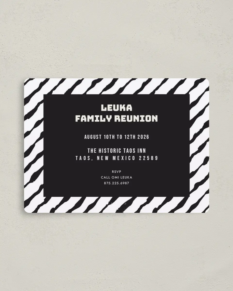 This is a 4" x 5½" Family Reunion called Gather and Reunite printed in full color with a Luxe Satin finish