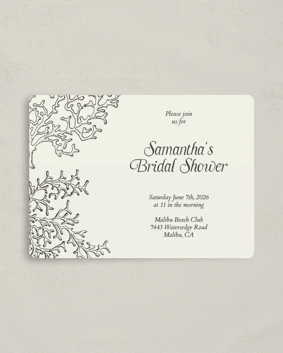 This is a 4" x 5½" Bridal Shower Invitation Magnet called Breezy and Bridal printed in full color with a Luxe Satin finish