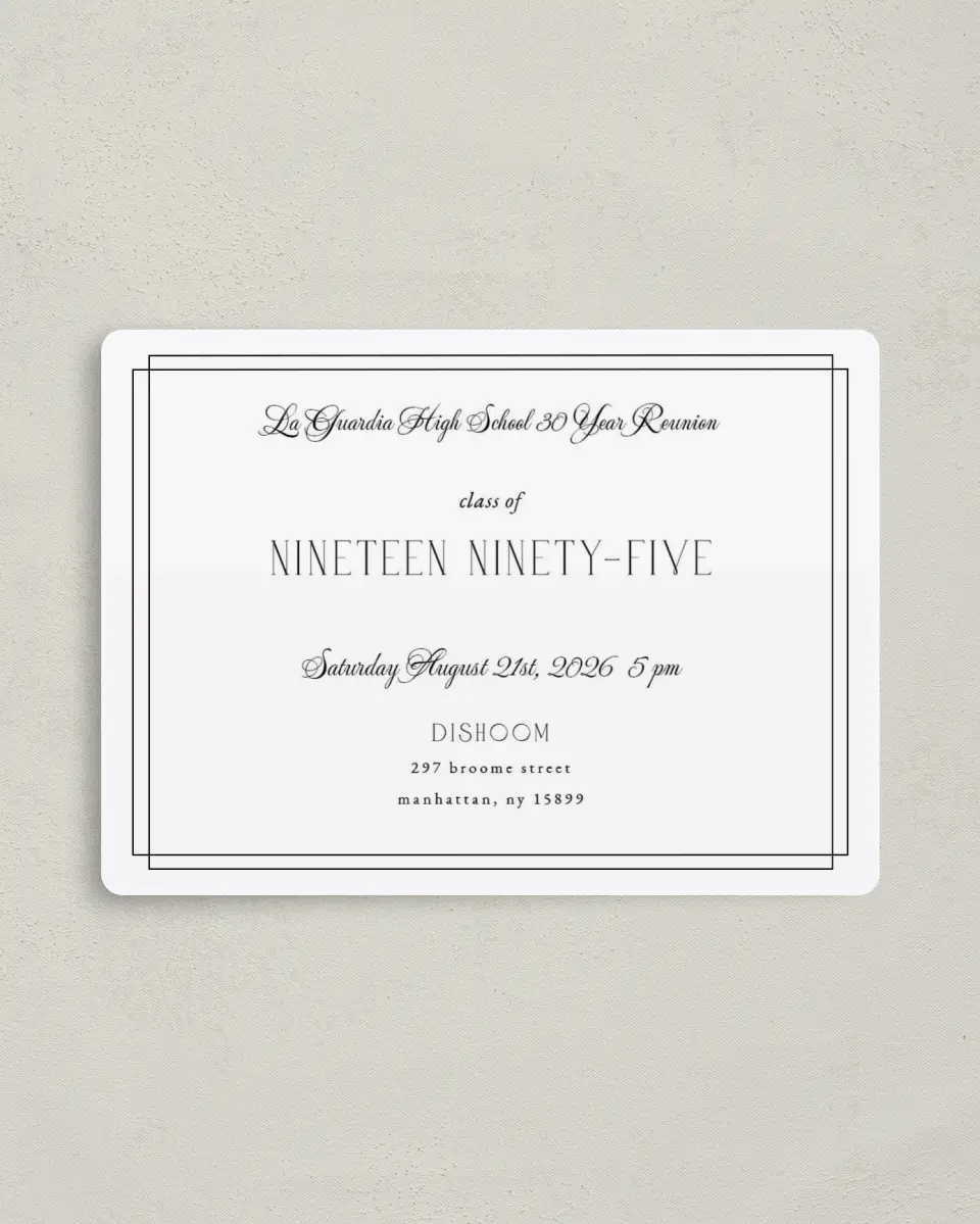 This is a 4" x 5½" Class Reunion called Fantastic Frames printed in full color with a Luxe Satin finish