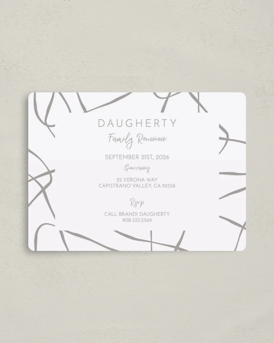 This is a 4" x 5½" Family Reunion called Constantly Connected printed in full color with a Luxe Satin finish