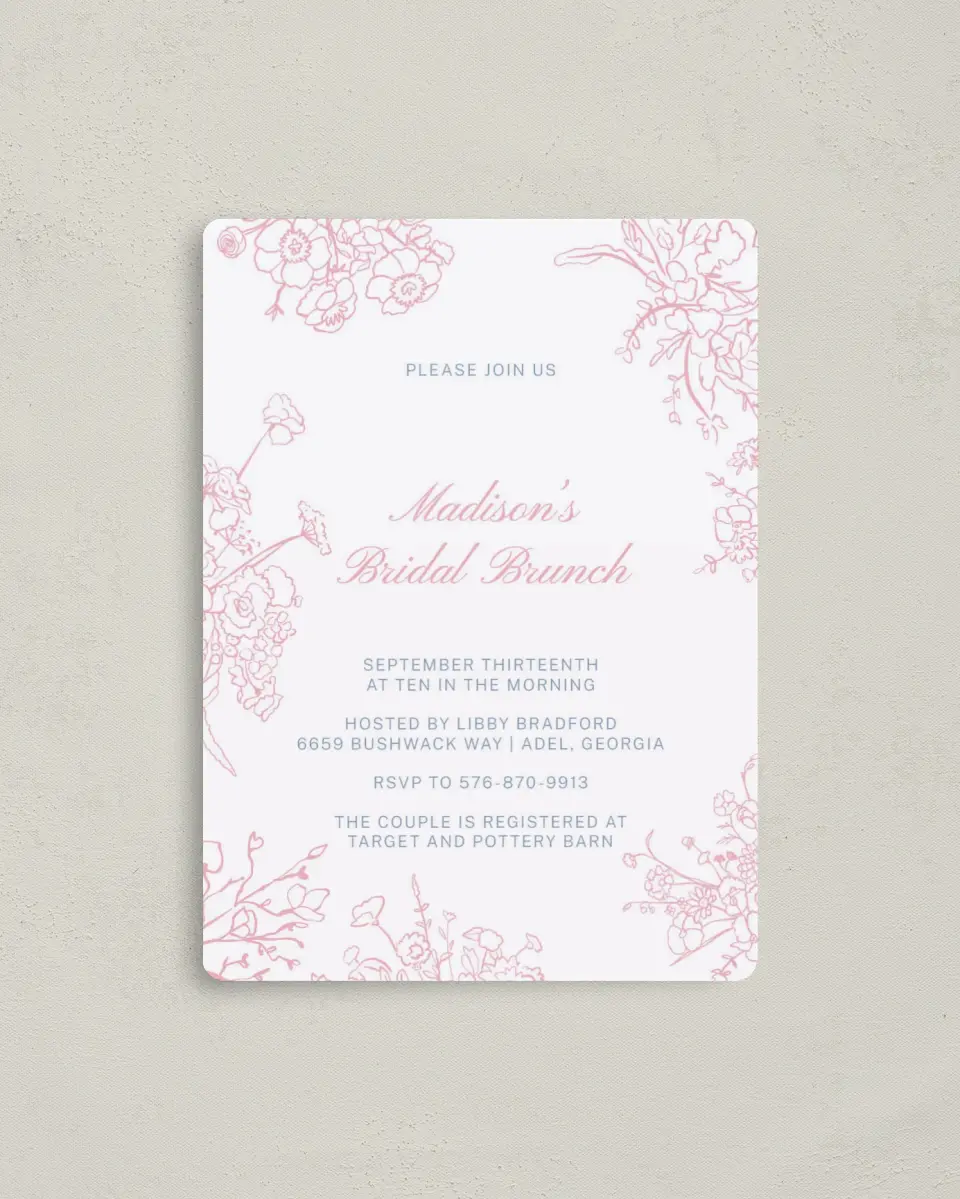 This is a 4" x 5½" Bridal Shower Invitation Magnet called Soft Reverie printed in full color with a Luxe Satin finish