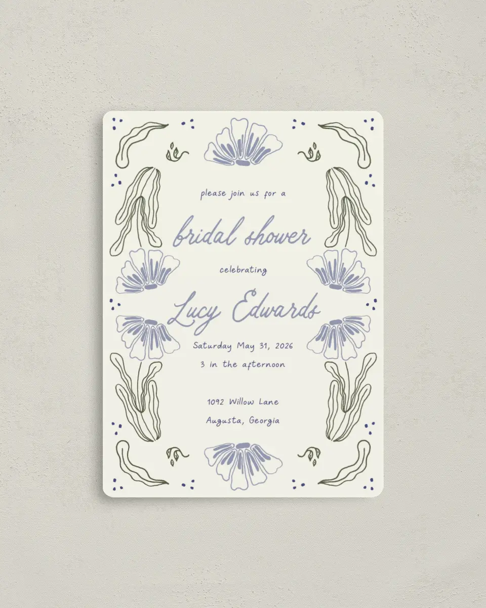 This is a 4" x 5½" Bridal Shower Invitation Magnet called Love Grows Wild printed in full color with a Luxe Satin finish