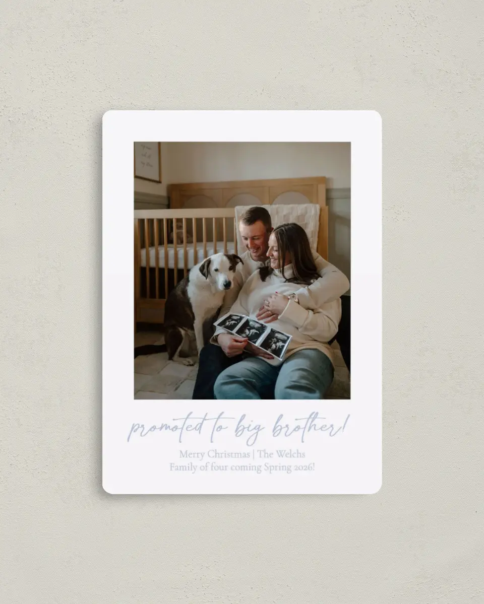 This is a 4" x 5½" Christmas Card called Christmas Promotion printed in full color with a Luxe Satin finish