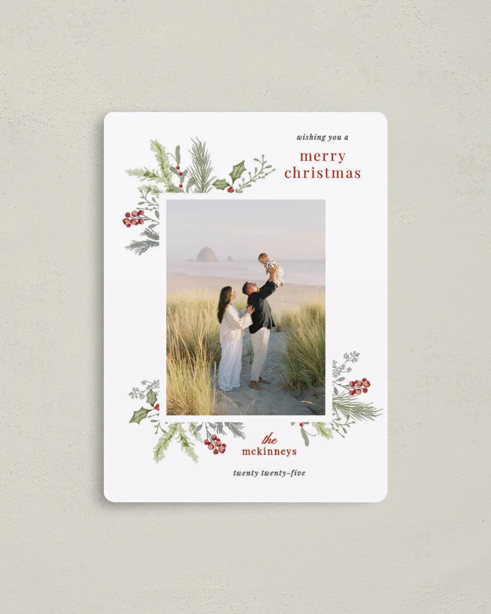 This is a 4" x 5½" Christmas Card called Simply Joyful printed in full color with a Luxe Satin finish