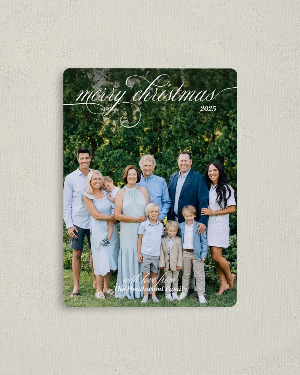 This is a 4" x 5½" Christmas Card called Classic Christmas printed in full color with a Luxe Satin finish