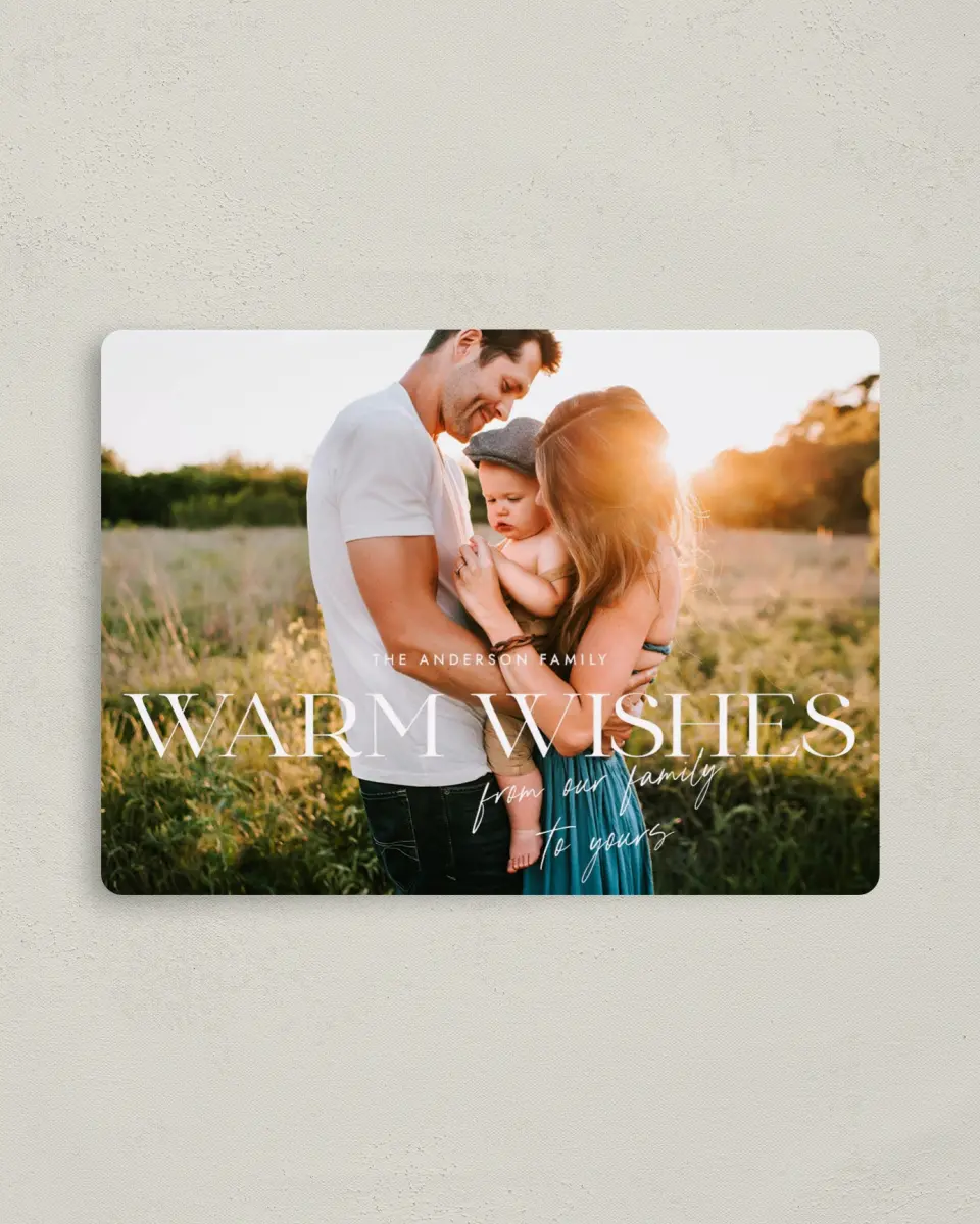 This is a 4" x 5½" Christmas Card called Warm Wishes printed in full color with a Luxe Satin finish
